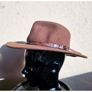 Indiana Jones Headwear Collection 2008 100% Wool Fedora Hat Olive Brown Size S